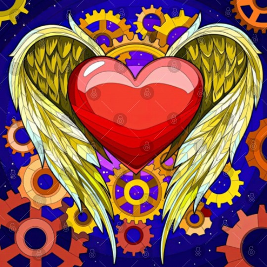 Mechanical Heart with Angel Wings Digital Files