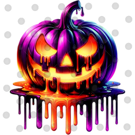 Neon Dripping Pumpkin Halloween Design Digital Files