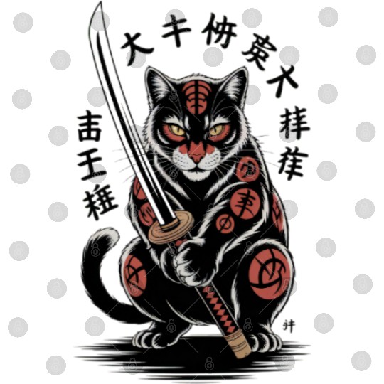 Mythical Japanese Warrior Cat Design Digital Files
