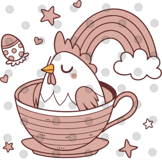 Whimsical Bird in Tea Cup Digital Files
