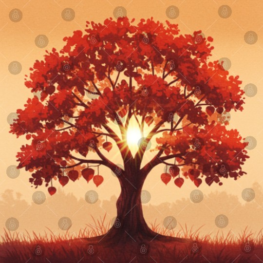 Vibrant Autumn Tree Art Digital Files