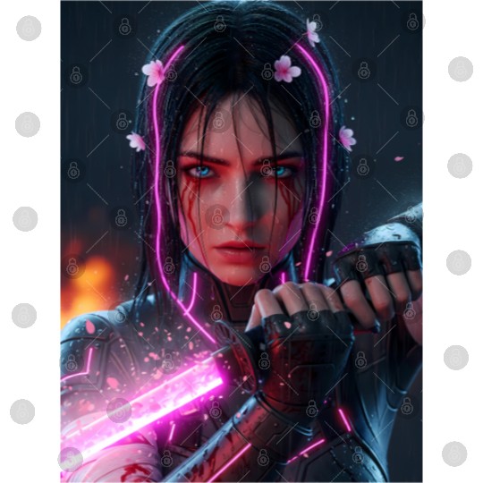 Cyberpunk Samurai Girl Digital Files