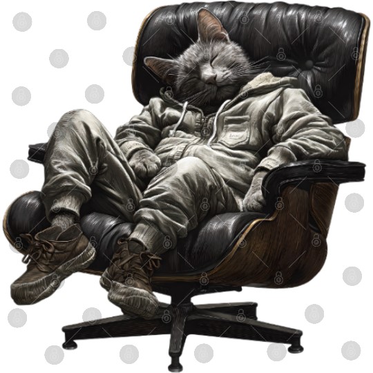 Chill Catnap Cat in Casual Digital Files Lounge