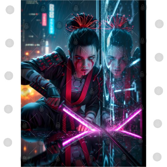 Cyberpunk Samurai Girl Digital Files