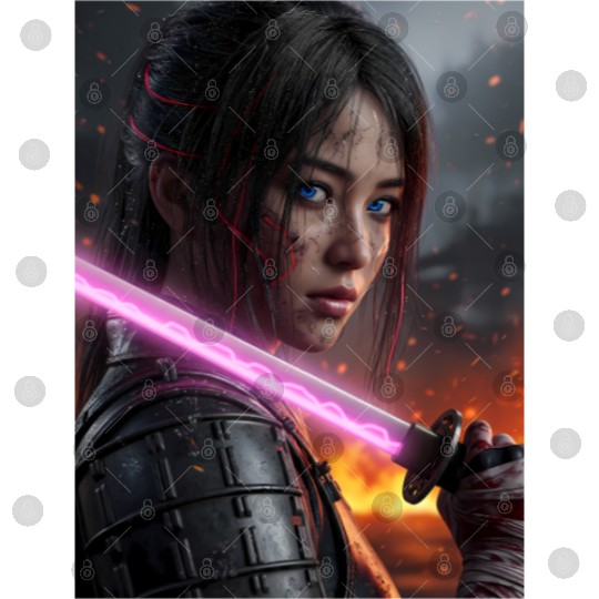 Cyberpunk Samurai Girl Digital Files