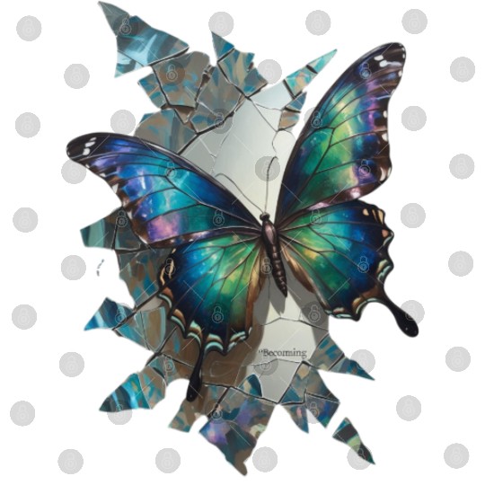Vivid Butterflies Breaking Through Glass Digital Files