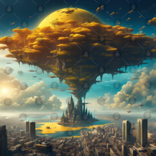 Sci-Fi Alien City: Floating Planet Twilight Scene Digital Files