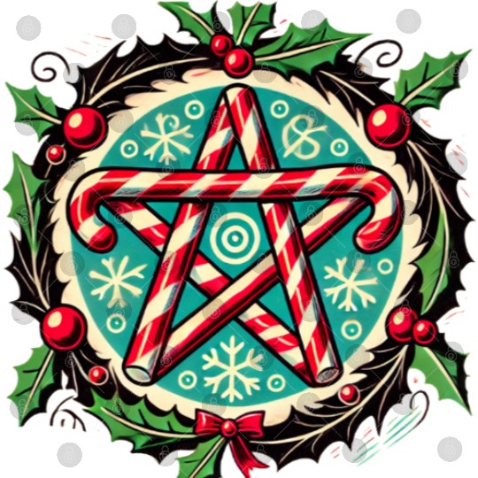 Yule Pentacle with Candy Canes Pagan Holiday Desig Digital Files