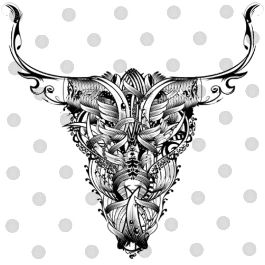 Floral bull skull in a mystical tattoo style Digital Files
