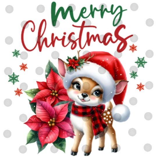 Festive Christmas Puppy with Poinsettia Digital Files