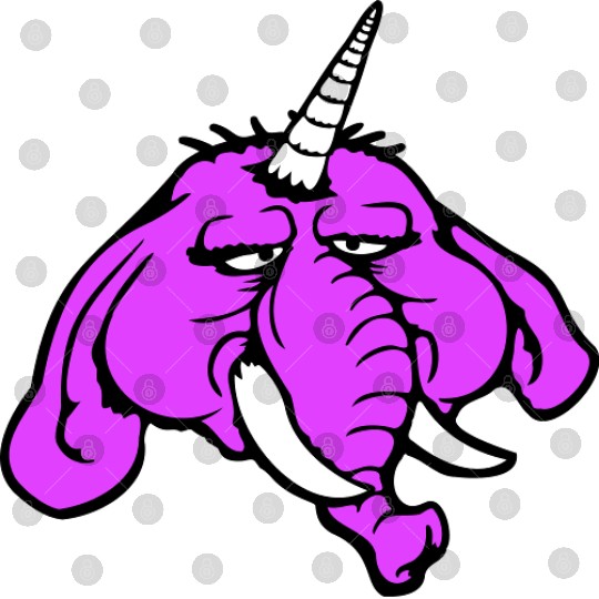 Unicorn Big Elephant Sitting Angry Sad Funny Cool Digital Files