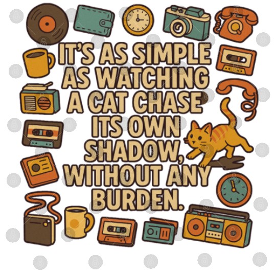Whimsical Retro Cat Chase Quote Design Digital Files