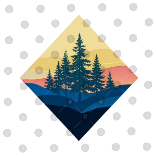 Serene Mountain Pine Sunset Design Digital Files