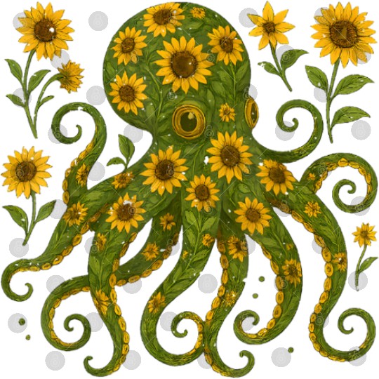 Sunflower Octopus Art Print Digital Files