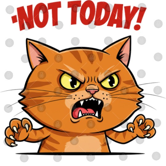 Not Today Angry Cat Digital Files | Funny Grumpy Cat Mem