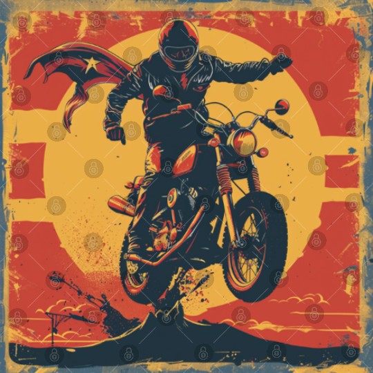 Heroic Motorcycle Rider Artwork Digital Files