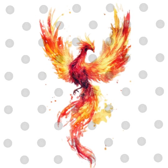 Fiery Phoenix Watercolor Illustration Digital Files