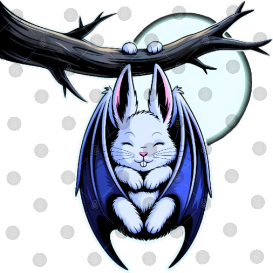 Spooky Cute Kawaii Vampire Bat Bunny and Moon  Digital Files