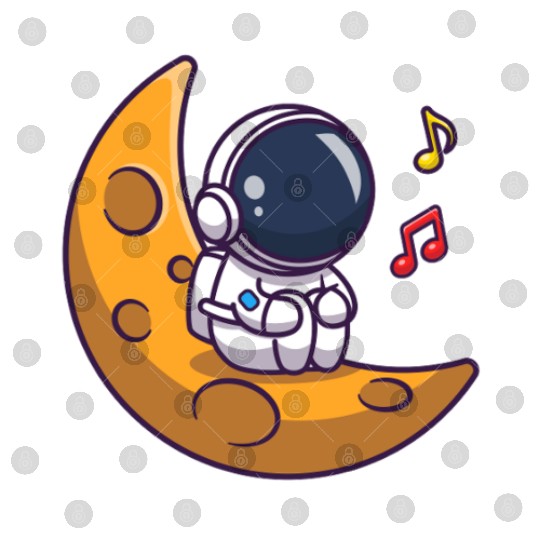 Astronaut Relaxing on Moon Crescent Digital Files
