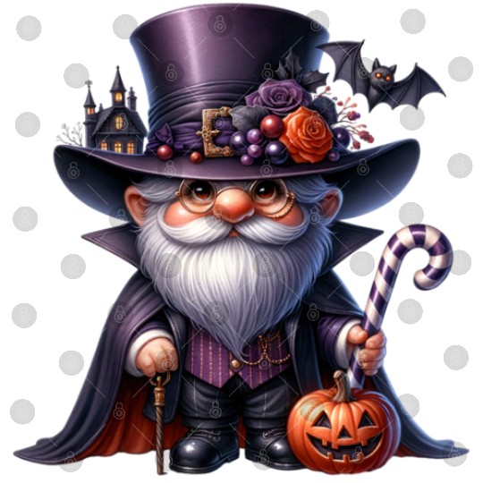 Elegant Halloween Gnome – Top Hat, Pumpkin & Candy Digital Files