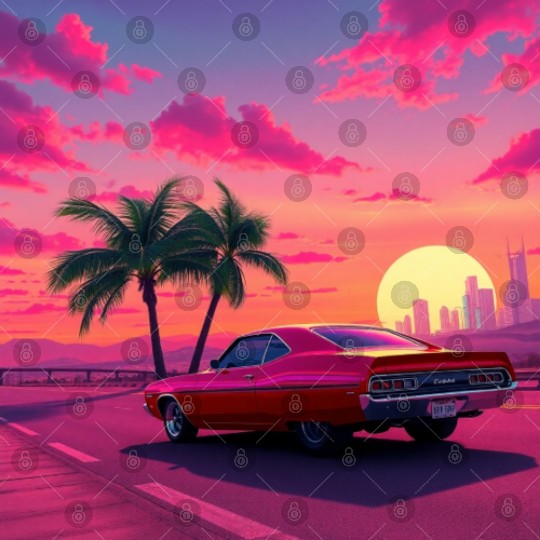 Neon Drift Sunset on the Synthwave Highway Digital Files