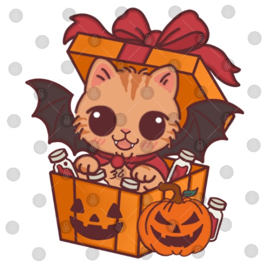 Halloween Cat with Potion Gift Box Digital Files