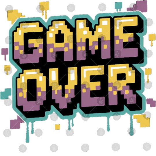 Pixelated Game Over Message Design Digital Files