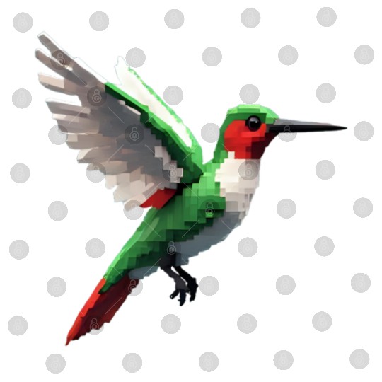 Pixelated Red & Green hummingbird Digital Files