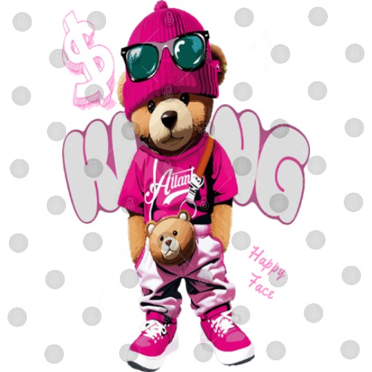 Trendy Teddy Bear Streetwear Design Digital Files