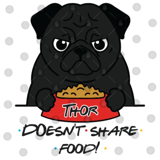 Grumpy Pug with Food Bowl Digital Files
