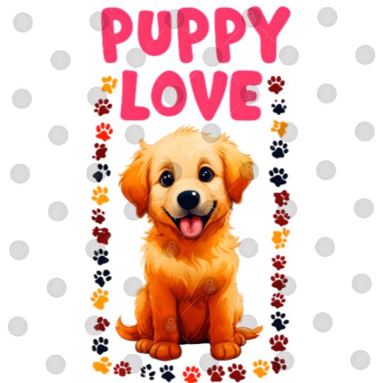 Cute Puppy Love Illustration for Apparel Digital Files