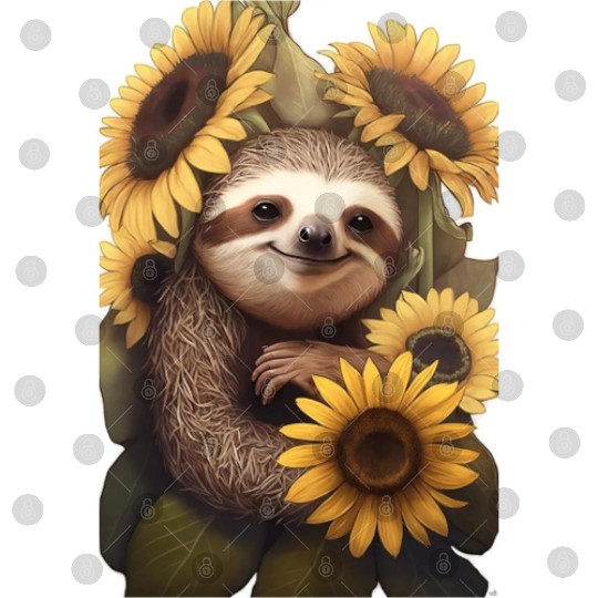 Sunflower Sloth Embrace Digital Files Design