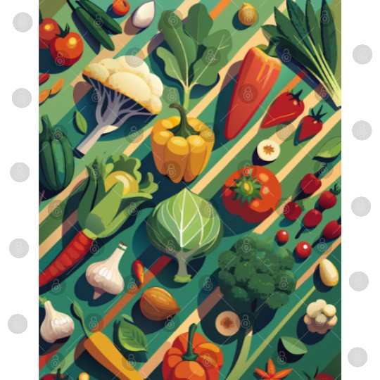 Vibrant Vegetable Garden Illustration Digital Files