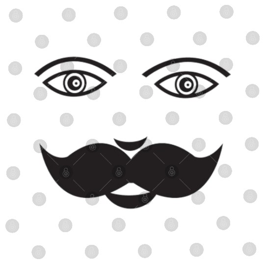 Whimsical Cat Face with Mustache Design Digital Files