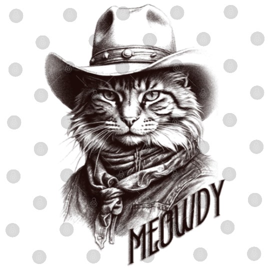 Western Cat Cowboy Funny Meowdy Wild West  Digital Files