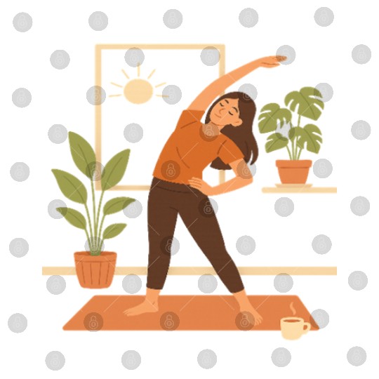 Sunlit Yoga Stretch Illustration Digital Files