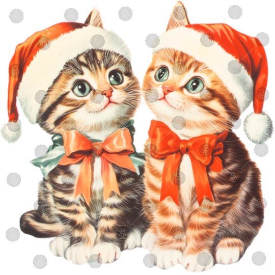 Festive Kittens in Santa Hats Digital Files