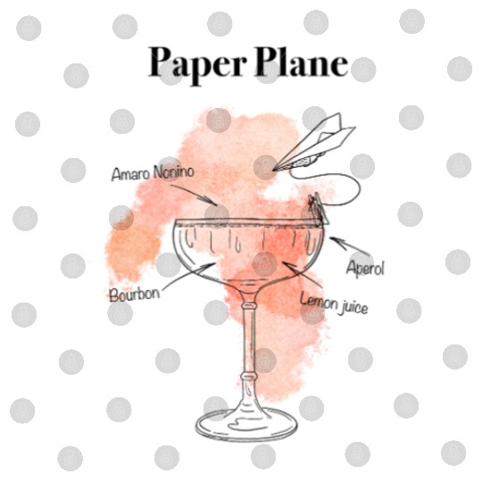 Paper Plane Cocktail Illustration Retro Print Digital Files