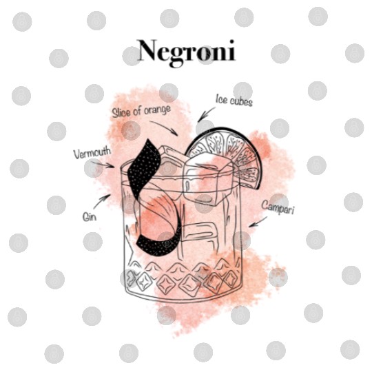 Negroni Cocktail Illustration Classic Hand-Drawn Digital Files