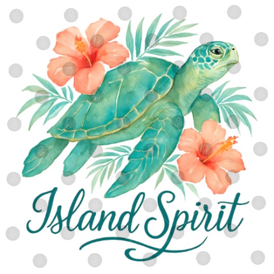 Tropical Turtle with Hibiscus and Foliage Digital Files