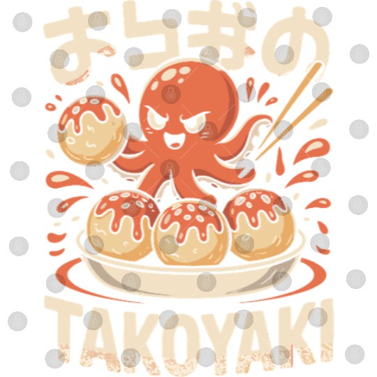 Octopus Serving Takoyaki Illustration Digital Files