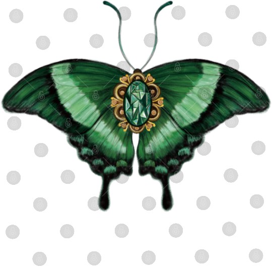 May Emerald Peacock Butterfly Gemstone Design Digital Files