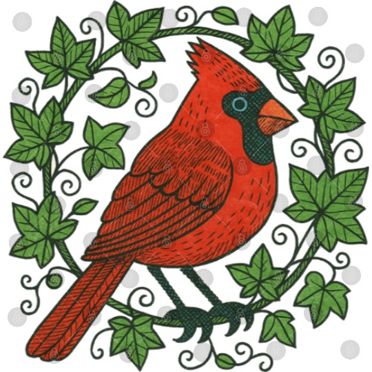 Vibrant Cardinal Amidst Ivy Leaves Digital Files