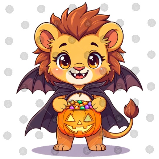 Cute Halloween Lion with Bat Costume Digital Files