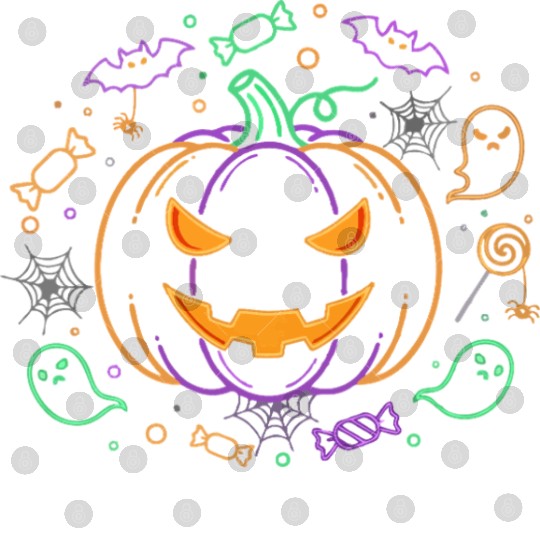 Neon Halloween Unisex Digital Files, Glowing Pumpkin Jac
