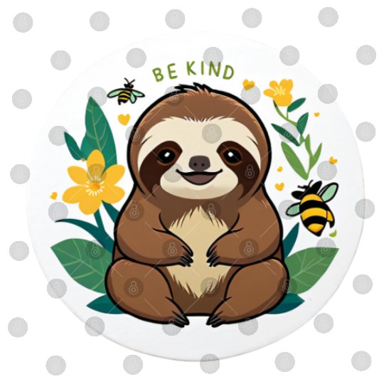 Adorable Sloth with Bee and Flower Motif Digital Files