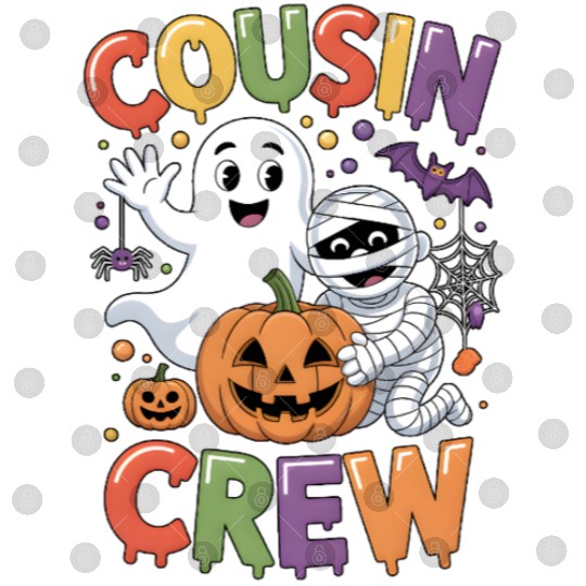 Halloween Cousin Crew with Cute Mummy and Ghost Digital Files