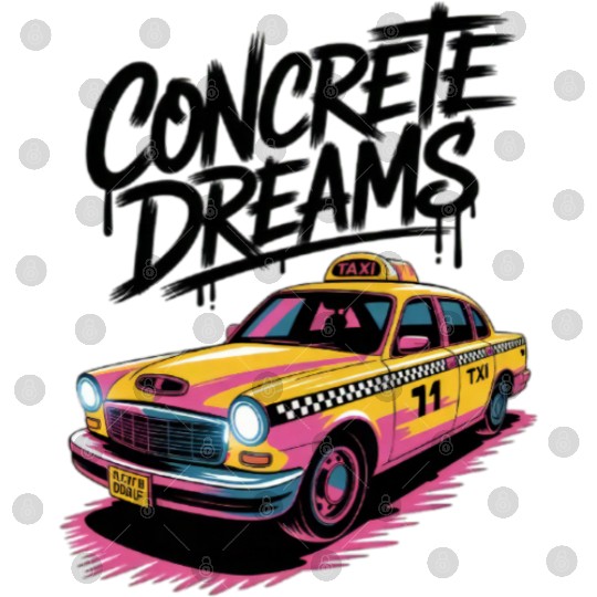 Vibrant Taxi Dreams Illustration Digital Files