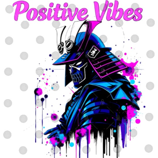 Neon Samurai Skull with Positive Vibes Digital Files