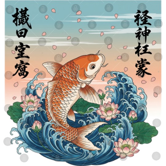Koi Fish and Lotus Harmony Design Digital Files